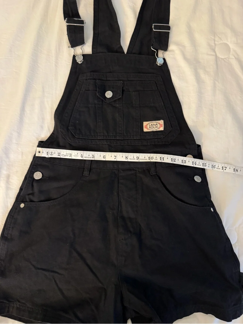 Lana Roux Black Cotton Shortalls Carpenter Overalls – Medium